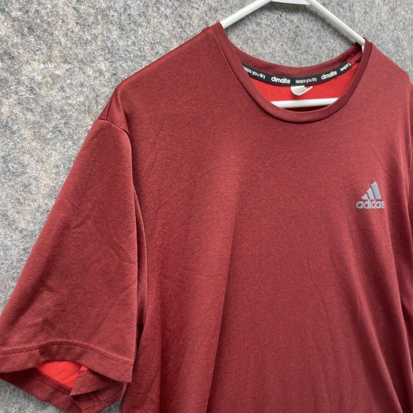 Adidas Shirt Men Large Adult Red Athletic Training Fit Gym Polyester Outdoors - Picture 3 of 12